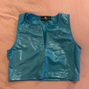 Dolls Kill metallic blue crop top